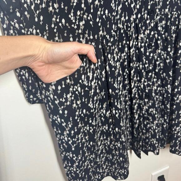 Garnet Hill Dress Women's Size 8 Floral Black Drop Waist Button Up Pocket Modest - Picture 6 of 6
